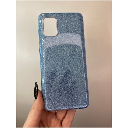 Плотный чехол с блестками для Samsung Galaxy A31 голубой