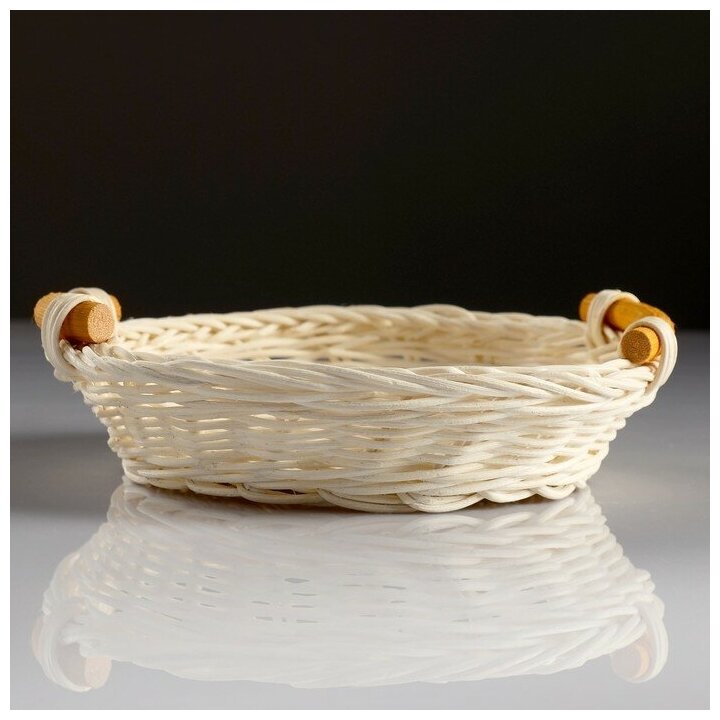 фото Корзина с ручками, 13/19×4,5 см, ротанг