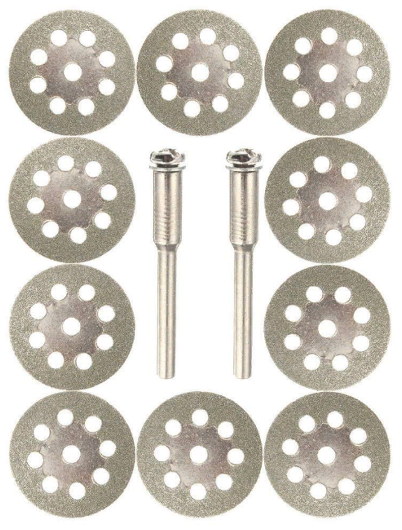 Комплект алмазных дисков для гравера 10 шт. 30мм+две оправки