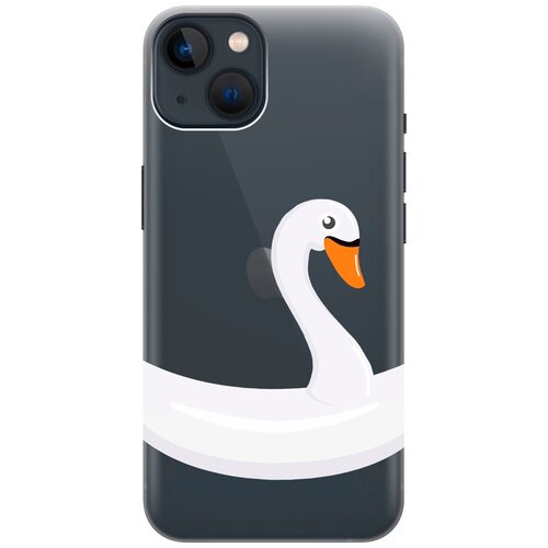 Силиконовый чехол на Apple iPhone 14 / Эпл Айфон 14 с рисунком Swan Swim Ring силиконовый чехол на apple iphone 14 pro эпл айфон 14 про с рисунком swan swim ring soft touch голубой