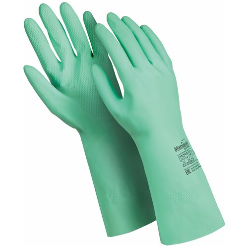 Перчатки латексные MANIPULA Контакт, хлопчатобумажное напыление, размер 9-9,5 (L), зеленые, L-F-02 упаковка 6 шт.