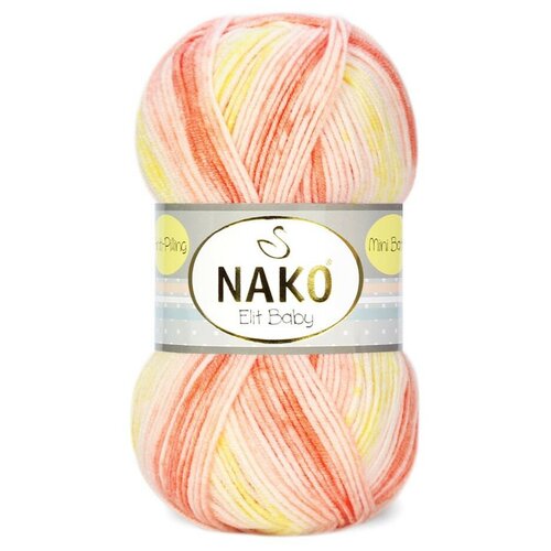 пряжа nako elit baby mini batik 32430 3 шт 250 м 100 г 100% акрил премиум класса Пряжа Nako Elit Baby mini batik | Пряжа Nako Elit Baby mini batik - 32430 крем/лимон/коралл | 5шт упаковка | Акрил антипиллинг: 100%