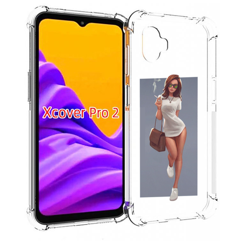 чехол mypads модная девушка женский для samsung galaxy xcover pro 2 задняя панель накладка бампер Чехол MyPads девушка-в-белой-футболке женский для Samsung Galaxy Xcover Pro 2 задняя-панель-накладка-бампер