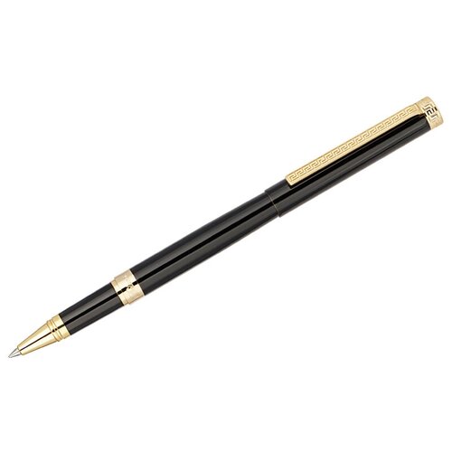 Ручка-роллер Delucci "Classico" черная, 0.6мм, корпус черный/золото, подарочная упаковка