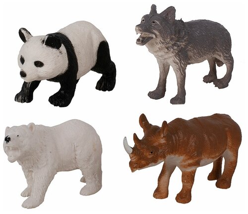 Игровой набор фигурок / Фигурки диких животных 4 штук Домашний зоопарк