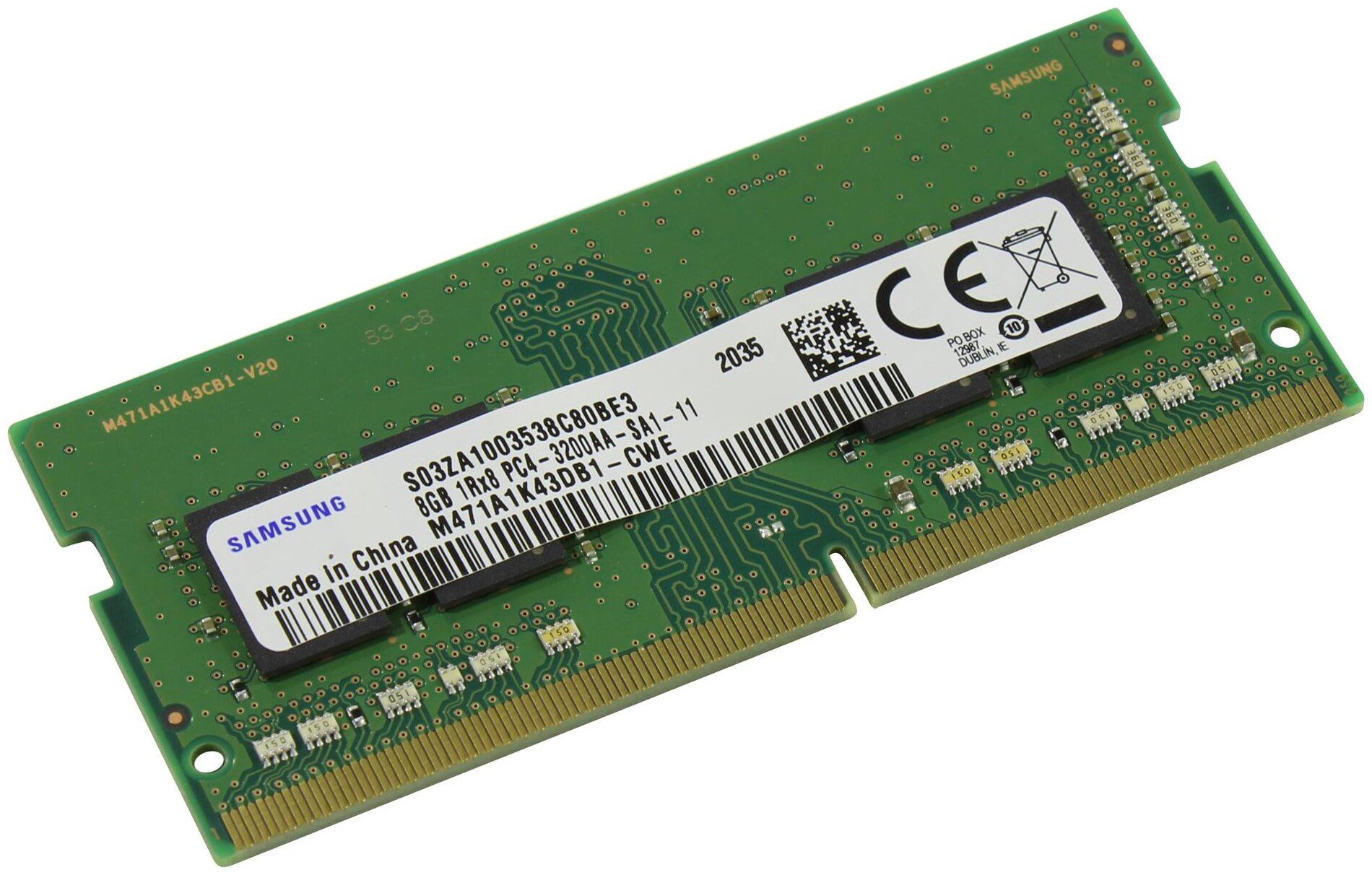Оперативная память Samsung 8 ГБ DDR4 3200 МГц SODIMM CL22 M471A1K43DB1-CWEDY