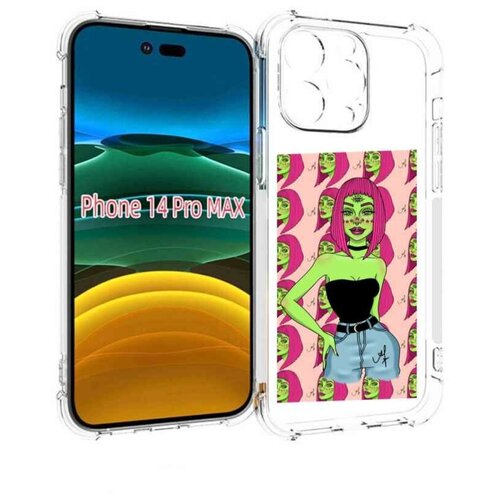 Чехол MyPads зеленая-девушка-с-глазом женский для iPhone 14 Pro Max задняя-панель-накладка-бампер чехол mypads девушка с глазом на спине для iphone 14 pro задняя панель накладка бампер