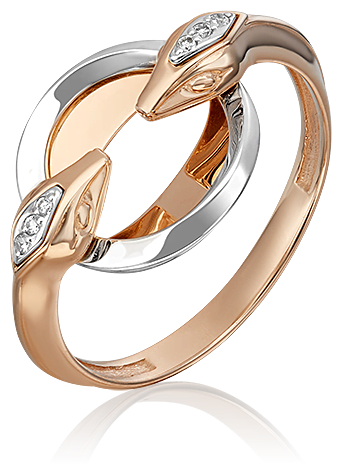 Кольцо PLATINA, комбинированное золото, 585 проба, родирование, бриллиант, размер 16