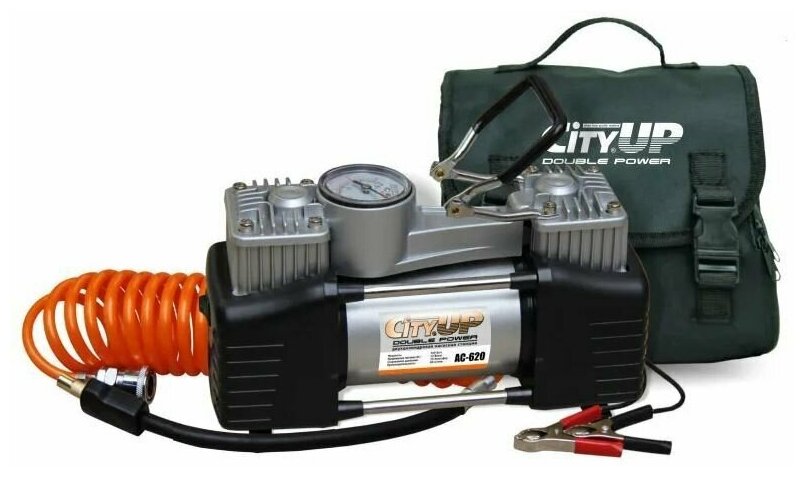 Автомобильный компрессор CityUP 620 Double Power 12V, 60 л/мин двухпоршневой 10Атм