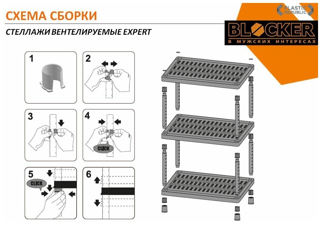 Пластиковый стеллаж BLOCKER Expert BR3805 90х45х180