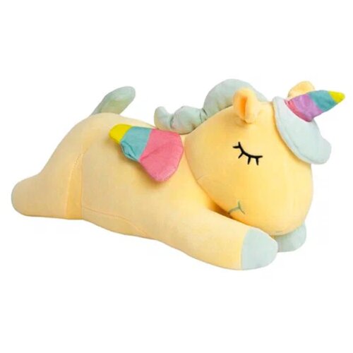 фото Мягкая игрушка единорог спящий 30 см, жёлтый цвет, плюшевый/подушка/обнимашка sun toys