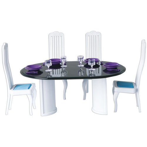 ОГОНЁК Набор мебели для столовой Конфетти С-1332 белый/бирюзовый/фиолетовый регулируемые ножки для мебели нейлоновые нивелиры и черная заглушка с гайками m8 ножка для выравнивания стола стула дивана 4 шт