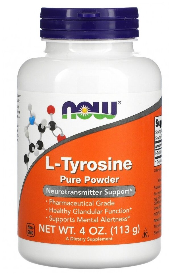 Порошок NOW L-Tyrosine Pure Powder, 113 г