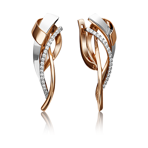 Серьги PLATINA из золота 585 пробы с фианитом