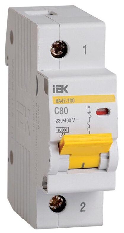 Выключатель автоматический модульный 1п C 80А 10кА ВА47-100 IEK MVA40-1-080-C (1 шт.)