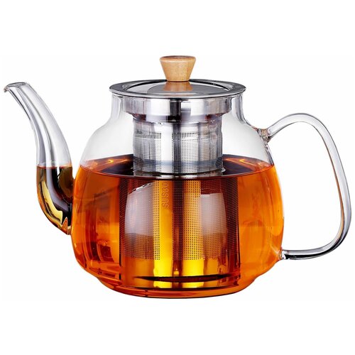 Чайник заварочный CnGlass стеклянный жаропрочный со съемным металлическим фильтром ситом 1100 мл H22 1142₽