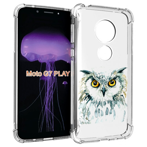 Чехол MyPads Серьезная сова для Motorola Moto G7 Play задняя-панель-накладка-бампер