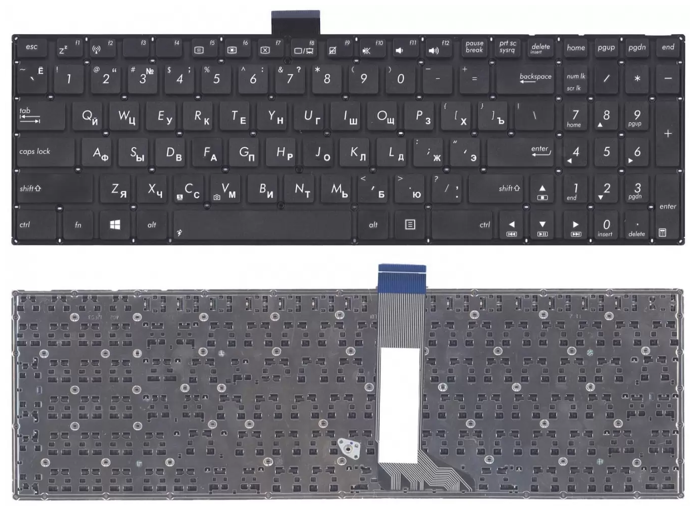 Клавиатура (keyboard) для ноутбука Asus A551CA, A553MA, A555L, F550V, F551CA, F551MA, F553MA, F555L, K553MA, K555, S500, плоский Enter, черная