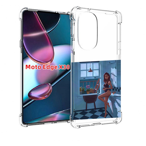 Чехол MyPads девушка-на-кухне для Motorola Moto Edge X30 задняя-панель-накладка-бампер
