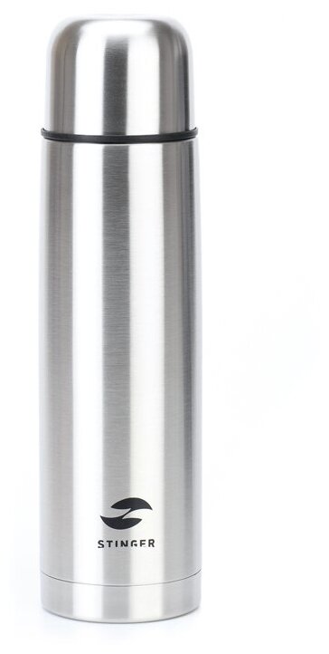 Термос Stinger, 1 л, узкий, нержавеющая сталь, серебристый, 8,6 х 8,6 х 31,4 см, шт