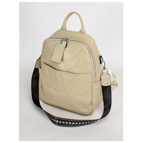 фото Рюкзак женский натуральная кожа gu 2033-5555, бежевый adelia