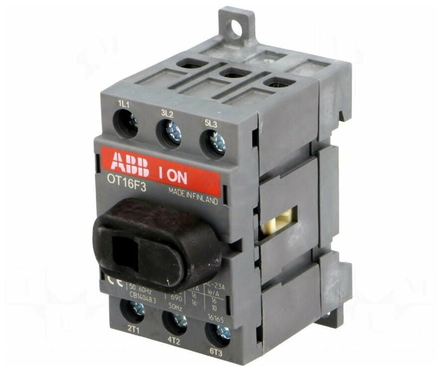 Выключатель-разъеденитель ABB 3П 16А на DIN-рейку и монтажную плату (б/ручки и прех.) OT16F3