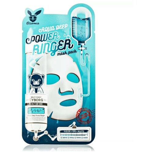 ELIZAVECCA Aqua Deep Power Ringer Mask Pack Тканевая маска для лица увлажняющая, 1 шт