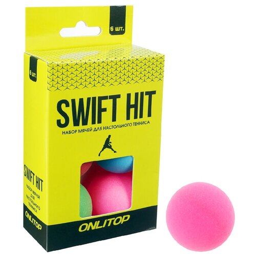 ONLYTOP Мяч для настольного тенниса 40 мм, набор 6 шт., цвета микс