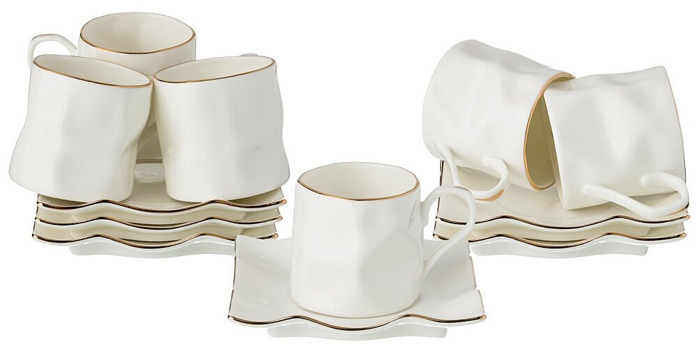 Кофейный набор 264-992 на 6 персон 12 предметов 130 мл раффл голд лайн