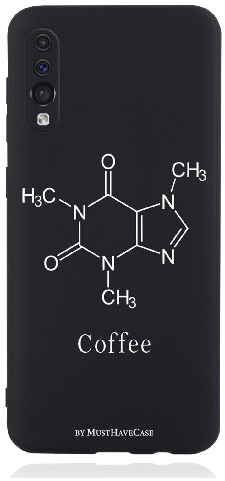 Черный силиконовый чехол для Samsung Galaxy A50 Молекула кофе для Самсунг Галакси А50