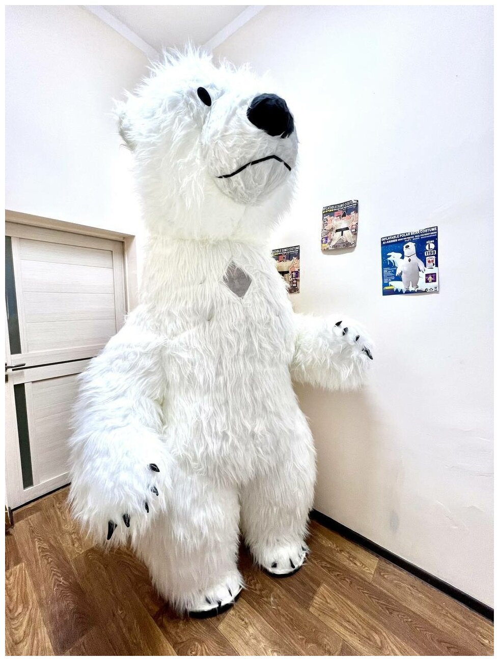 Ростовая кукла. Надувной костюм белый медведь для аниматора ростом 26 метра для взрослых