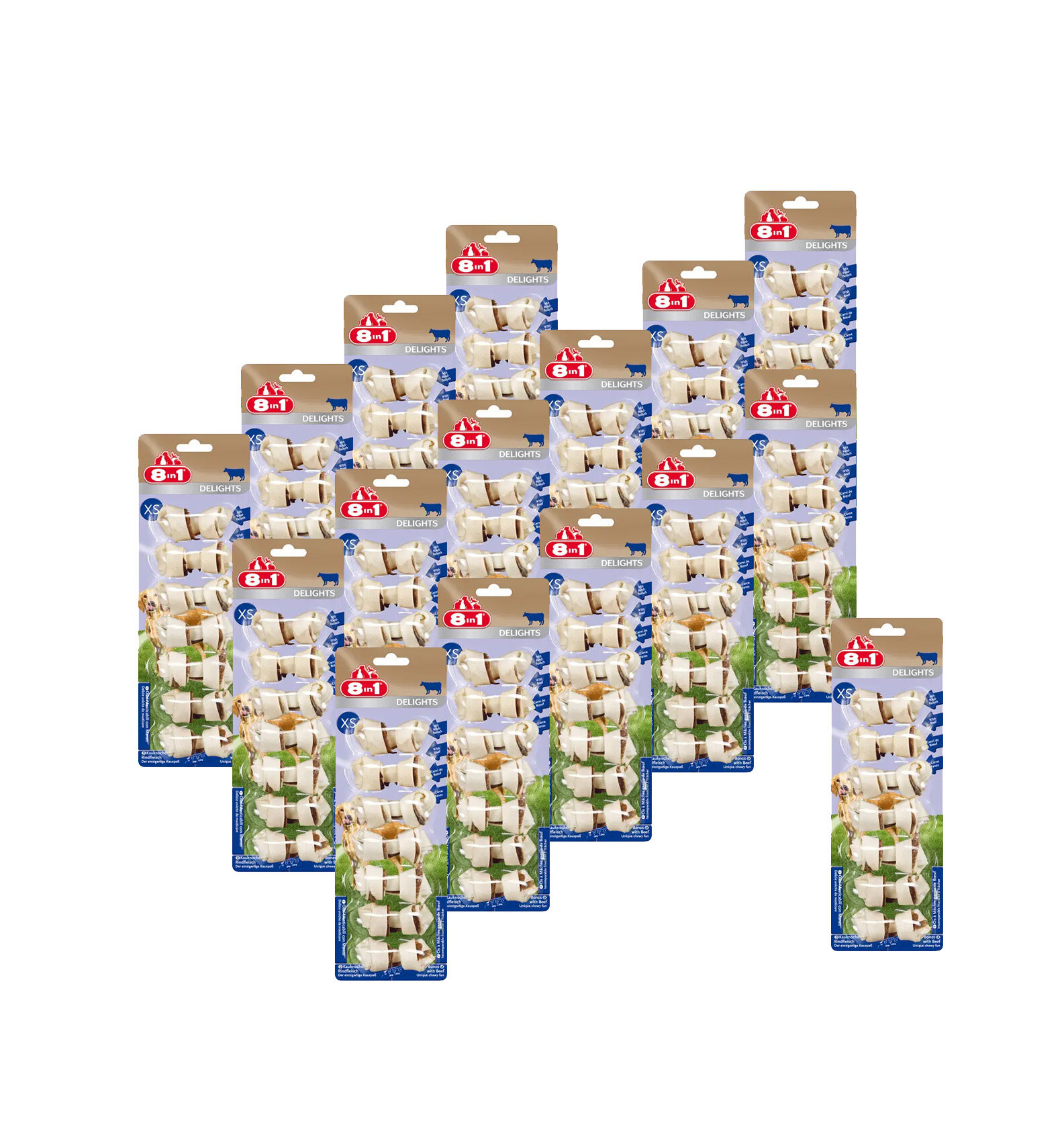 8in1 DELIGHTS Beef XS косточки с говядиной для мелких собак 7,5 см, 84 г х 16 шт.