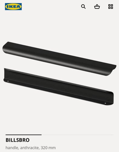 Изображение товара IKEA BILLSBRO Ручка мебельная 320 мм ,2 шт, антрацит ( т- серый , почти черный)