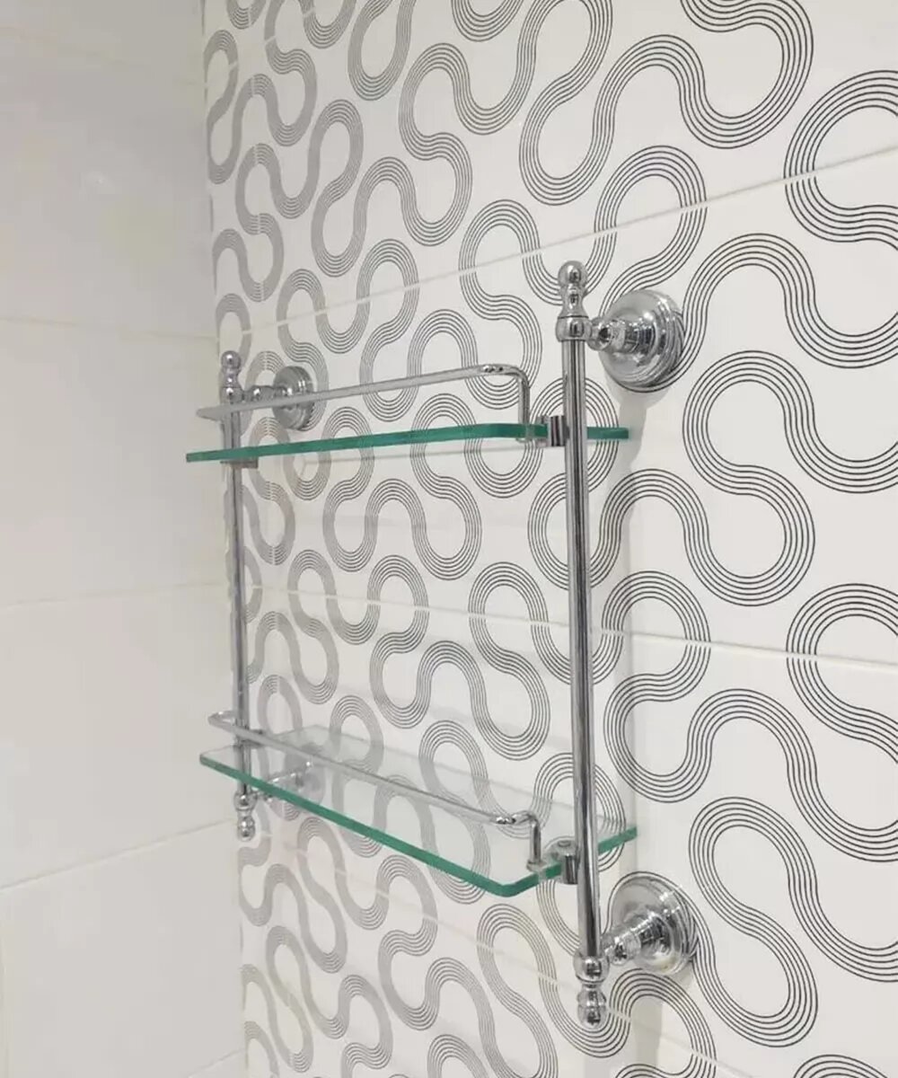 Полка стеклянная двухъярусная для ванной комнаты Ganzer GZ31077