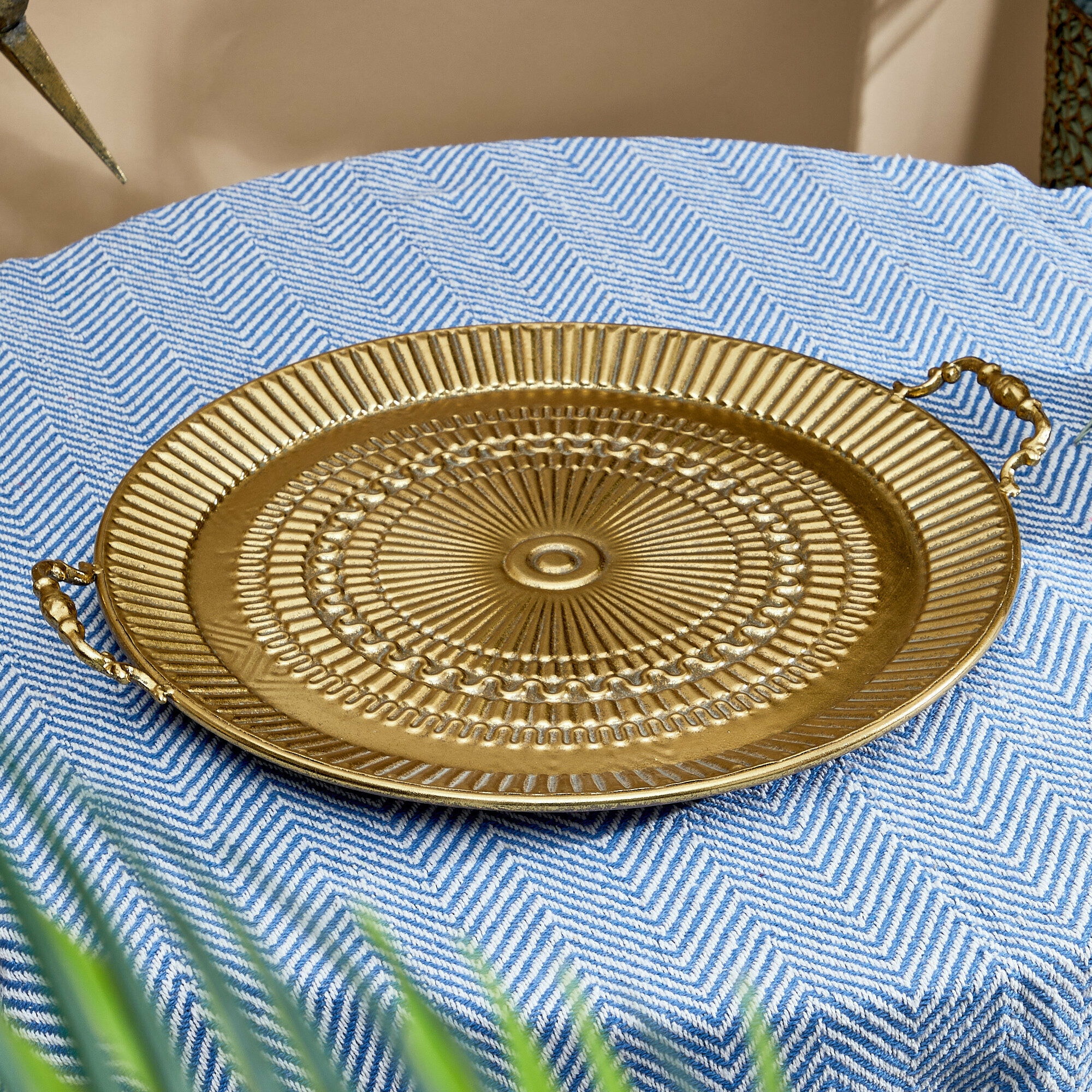 57-242/2 Поднос "Кения" 49х42х6см, железо, золотистый, Glasar