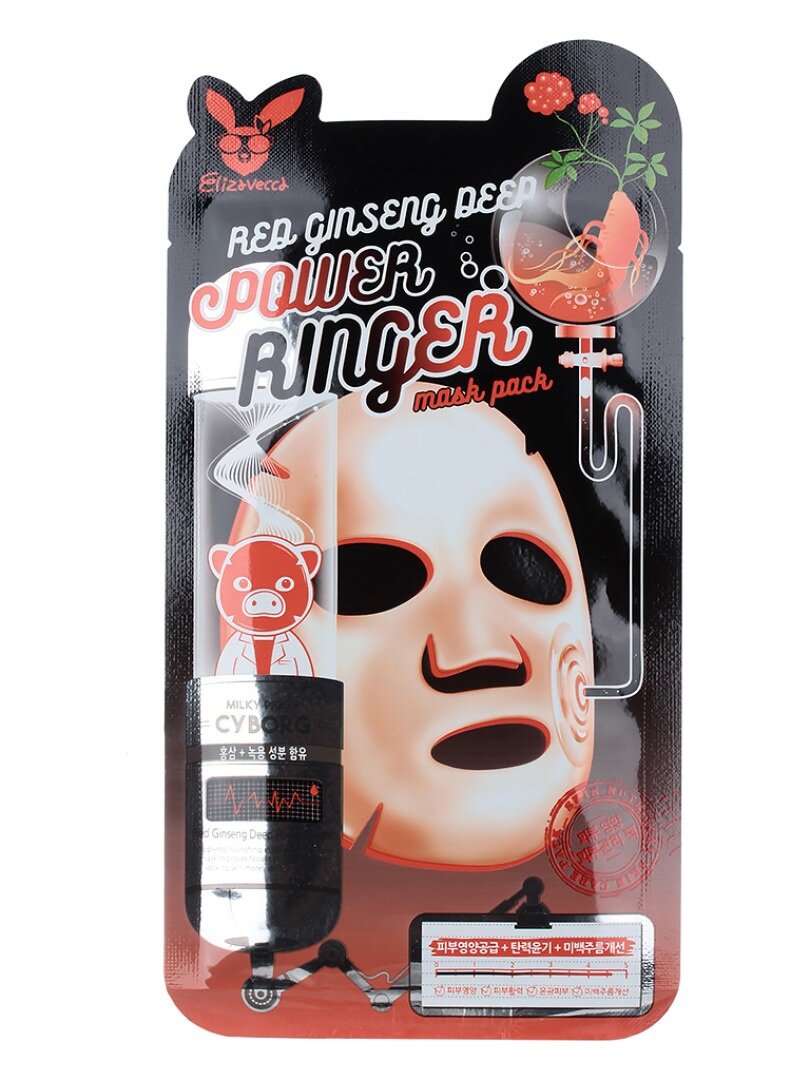 Маска для лица Elizavecca "Red Ginseng Deep Power Ringer" на тканевой основе, 23 мл