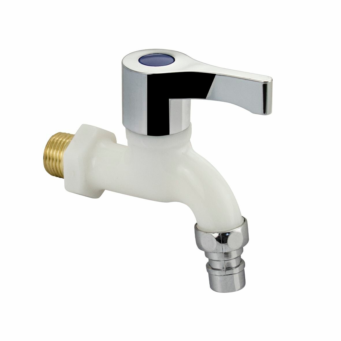 Кран водоразборный BRIMIX 5895 белый 1/2 из пластика АБС ручка флажок с латунной резьбой