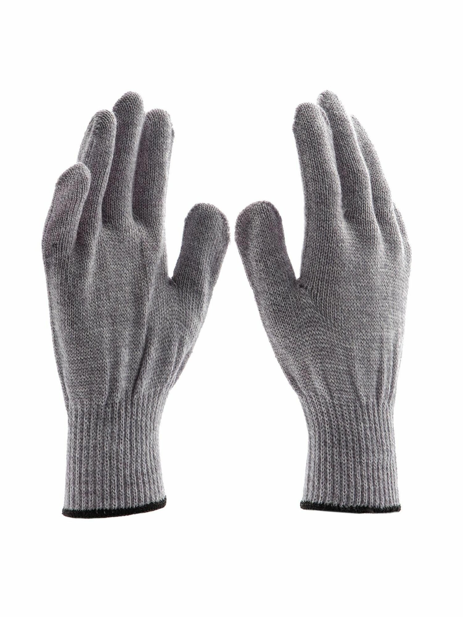 Перчатки трикотажные, акрил, серое мулине, оверлок Россия Сибртех 68654