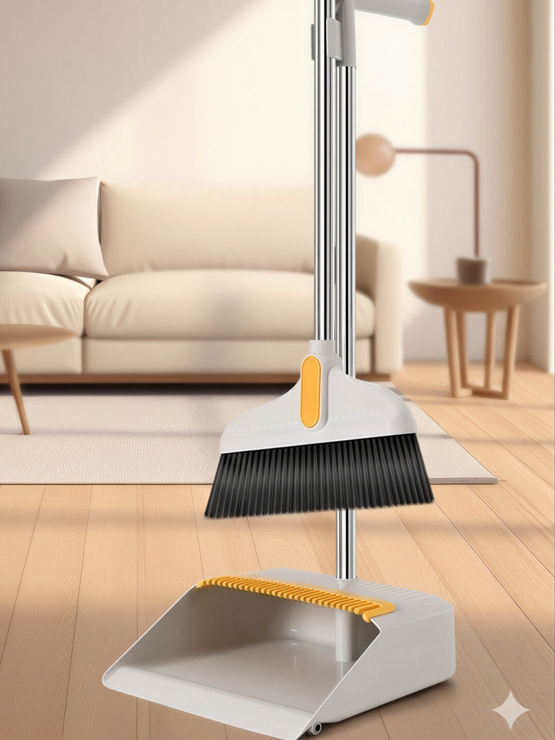 Набор для уборки "Веник и совок", с черенками, металл, зеленый, белый — фото 1