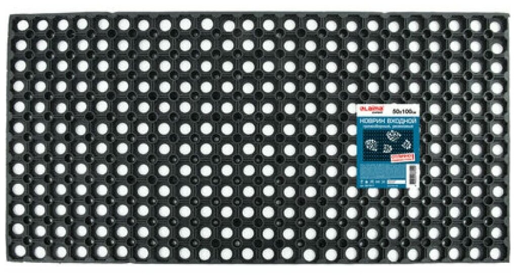 Грязесборный входной резиновый ячеистый коврик LAIMA EXPERT толщина 16 мм 50x100 см 607811