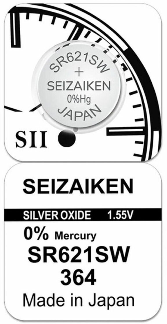 Батарейка для часов SEIZAIKEN 364 (SR621SW) BL1, 1 шт