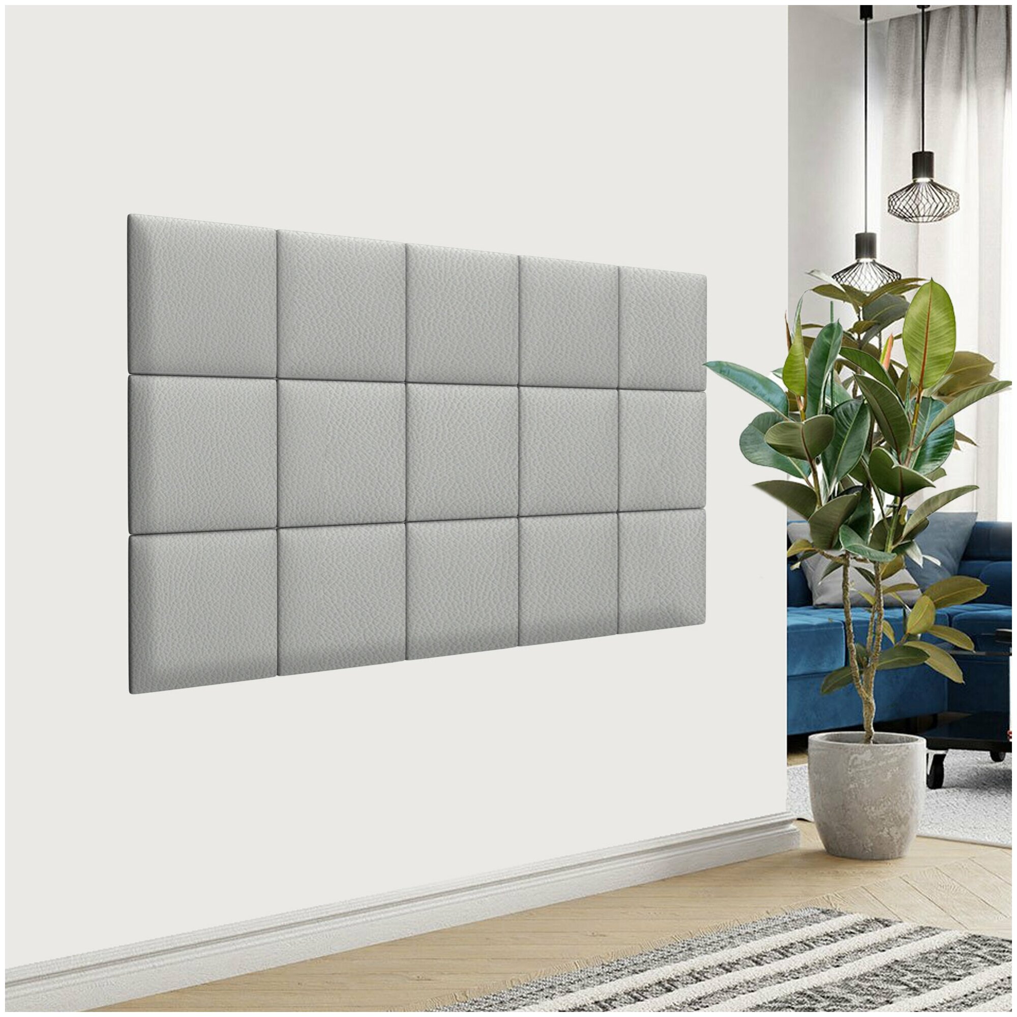 Стеновая панель Eco Leather Grey 30х30 см 4 шт.