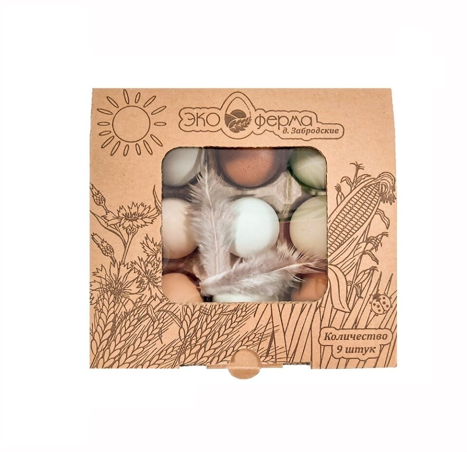 Яйцо куриное Эко-ферма Фермерское со смешанным цветом скорлупы, 9 шт