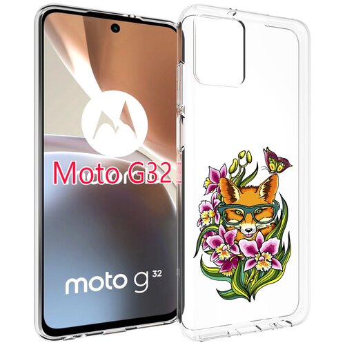 Чехол MyPads Лиса в цветах для Motorola Moto G32 задняя-панель-накладка-бампер