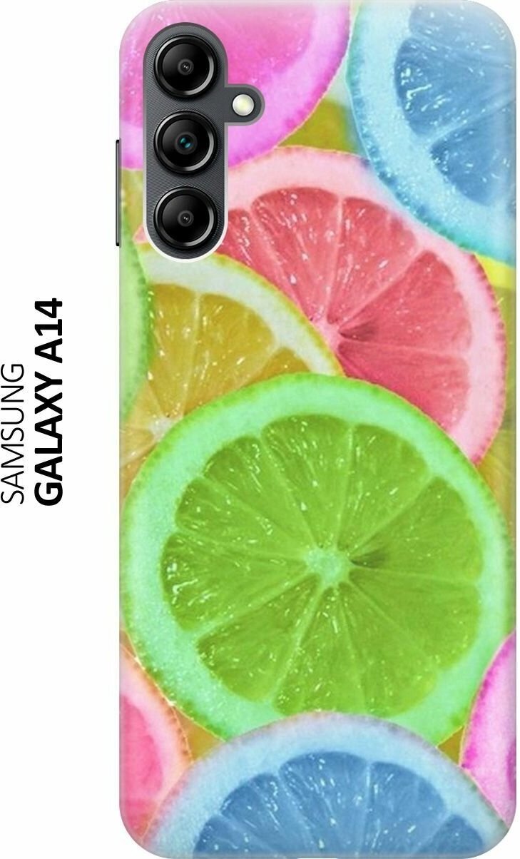 Силиконовый чехол на Samsung Galaxy A14, Самсунг А14 с принтом "Разноцветные лимоны"