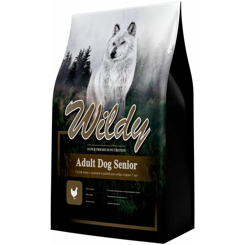 WILDY ADULT DOG SENIOR для пожилых собак всех пород старше 7 лет с курицей и рыбой (8 кг)