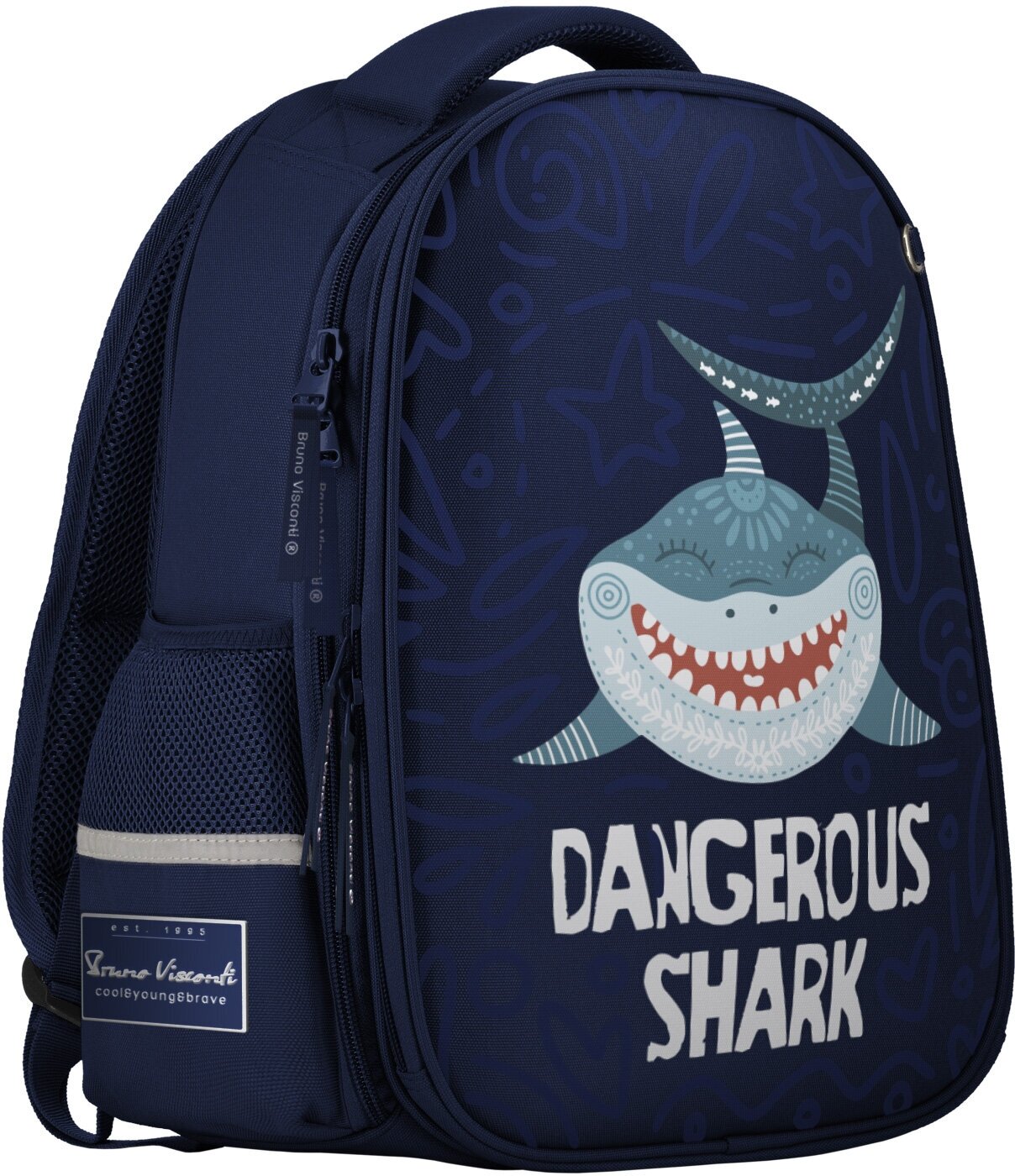 Рюкзак-капсула с эргономичной спинкой Dangerous Shark, синий Bruno Visconti - фото №1