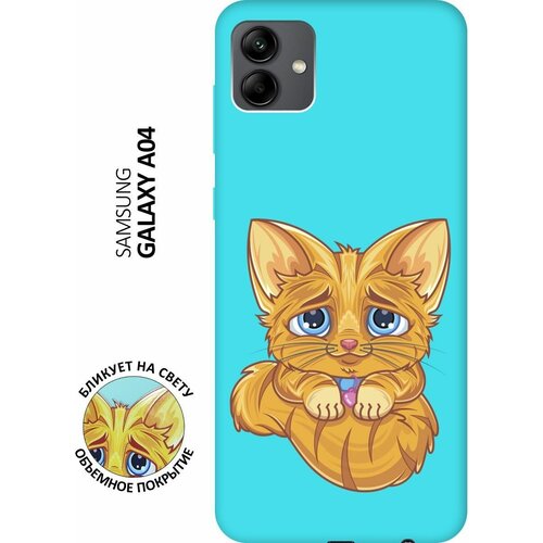 Матовый чехол Sad Cat для Samsung Galaxy A04 / Самсунг А04 с 3D эффектом мятный матовый чехол scratchy and fish для samsung galaxy a04 самсунг а04 с 3d эффектом мятный