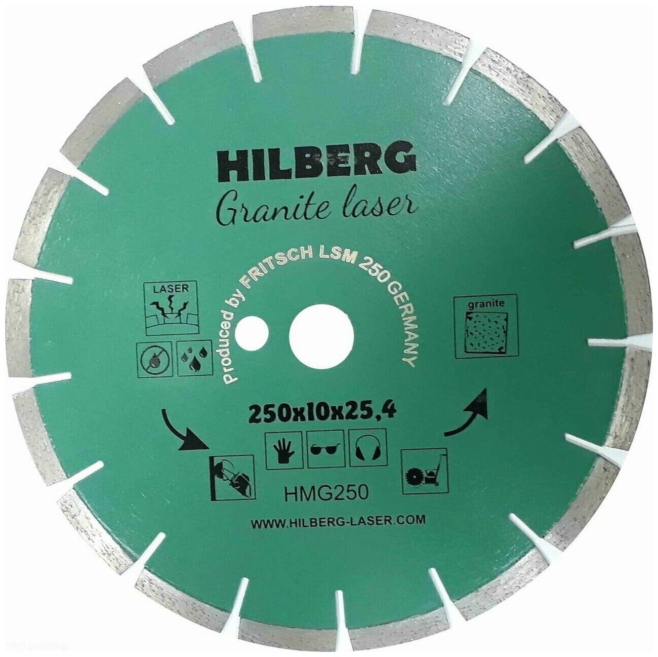 Диск алмазный отрезной 250*32/25,4*10 Hilberg Гранит Лазер HMG250