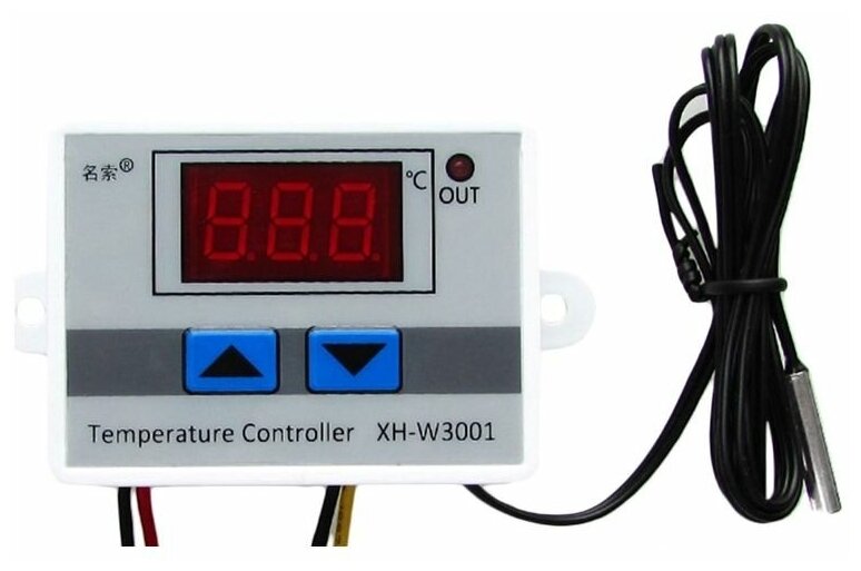 Цифровой накладной терморегулятор XH-W3001 12B DC с выносным датчиком, -50°C+110°C - фотография № 1